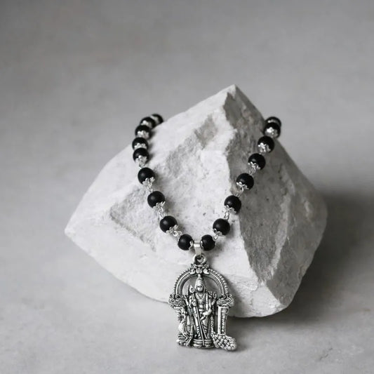 Karungali Malai with Silver Murugan Pendant